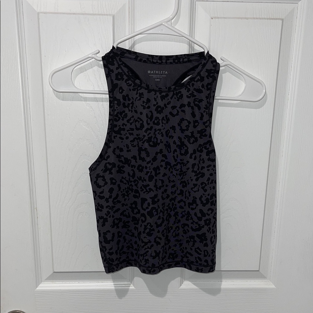 Athleta Leopard Print Racerback Crop Tank Top XXS